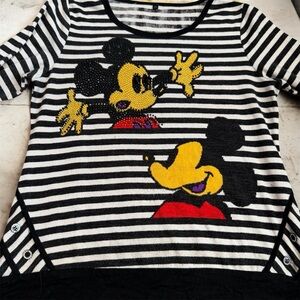 Mickey Mouse Striped Kids Sweater - Black, White, Yellow, Red